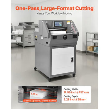 Electric Paper Cutter, Metal Programmable Paper Cutter Machine, 17.99 inch Cutting Width, 2.28 inch Cutting Thickness, Electric Hydraulic Guillotine Trimmer with Infrared Function & Spare Blade