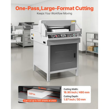 Electric Paper Cutter, Heavy Duty Metal Paper Cutter Machine, 18.9 inch Cutting Width, 1.97 inch Cutting Thickness, Electric Hydraulic Guillotine Trimmer with Infrared Function & Spare Blade