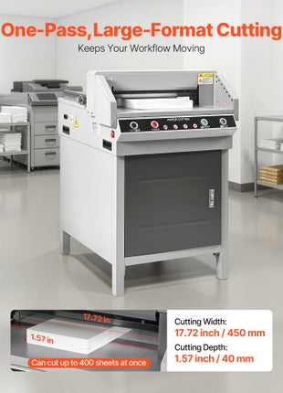 Electric Paper Cutter, Heavy Duty Metal Paper Cutter Machine, 17.72 inch Cutting Width, 1.57 inch Cutting Thickness, Electric Guillotine Trimmer with Infrared Function and Spare Blade