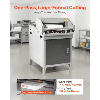 Electric Paper Cutter, Heavy Duty Metal Paper Cutter Machine, 17.72 inch Cutting Width, 1.57 inch Cutting Thickness, Electric Guillotine Trimmer with Infrared Function and Spare Blade