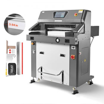 Electric Paper Cutter, Metal Hydraulic Paper Cutter Machine, 26 inch Cutting Width, 3.94 inch Cutting Thickness, Large Size Electric Guillotine Trimmer with Infrared Function and Spare Blade