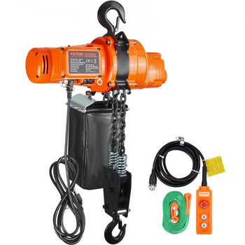 Electric Chain Hoist, 2200 lbs Load Capacity, 10 ft Lifting Height, 6.9 ft/min Speed, 120V, Single Phase Overhead Crane with Chain, 10 ft Wired Remote Control for Garage, Shop, Hotel, and Home