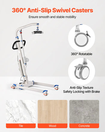 Electric Patient Lift, Folding Patient Transfer Lift with U-Shaped Sling, Height & Width Adjustable Medical Transfer Assist with 4 Wheels & Handle Controller for Disabled Bedridden, 400LBS