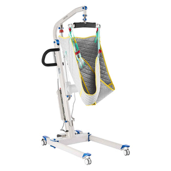 Electric Patient Lift, Folding Patient Transfer Lift with U-Shaped Sling, Height & Width Adjustable Medical Transfer Assist with 4 Wheels & Handle Controller for Disabled Bedridden, 400LBS