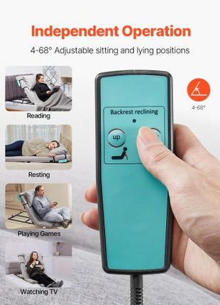 Electric Lifting Backrest for Bed, 300 lbs Capacity, 4-68° Adjustable Lifting Bed Backrest, with Headrest & Legrest, Machine Washable for Cleaning, Fit Pregnant Women Elderly Patient Handicapped