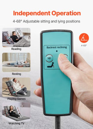 Electric Lifting Backrest for Bed, 300 lbs Capacity, 4-68° Adjustable Lifting Bed Backrest, with Folable Guardrail & Headrest, Machine Washable, Assist Pregnant Women Elderly Patient Handicap