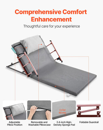 Electric Lifting Backrest for Bed, 300 lbs Capacity, 4-68° Adjustable Lifting Bed Backrest, with Folable Guardrail & Headrest, Machine Washable, Assist Pregnant Women Elderly Patient Handicap