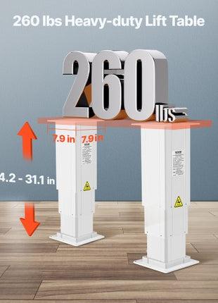 Electric Lifting Column System, 260 lbs Lift Table, 14.2-31.1 in Height Range, Three-stage Adjustable Desk Column, Telescopic Table Leg, Comes with Power-Supply Option to Control up/Down Motion