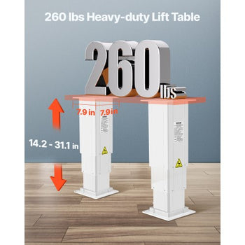 Electric Lifting Column System, 260 lbs Lift Table, 14.2-31.1 in Height Range, Three-stage Adjustable Desk Column, Telescopic Table Leg, Comes with Power-Supply Option to Control up/Down Motion
