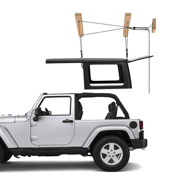 Hard Top Remover Lift, 220 lbs, Jeep Hardtop Removal Storage Roof Hoist with Anti-Drop System, Easy One-Person Operation, Supports 8-16 in Ceiling, for 2-Door & 4-Door Jeep Wrangler JK JL & Ford