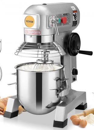 Commercial Food Mixer, 30Qt Commercial Mixer with Timing Function, 1100W Stainless Steel Bowl Heavy Duty Electric Food Mixer Commercial with 3 Speeds Adjustable 108/199/382 RPM, Dough Hook Whisk