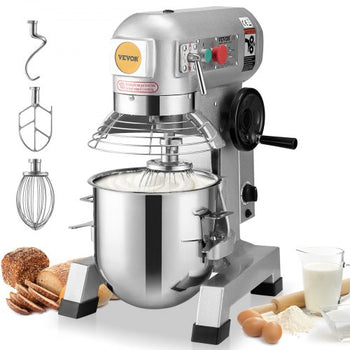 Commercial Food Mixer, 30Qt Commercial Mixer with Timing Function, 1100W Stainless Steel Bowl Heavy Duty Electric Food Mixer Commercial with 3 Speeds Adjustable 108/199/382 RPM, Dough Hook Whisk