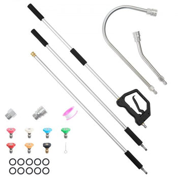 9 FT Pressure Washer Telescoping Wand, 3-Section with Power Washer Extension Wands, 7 Nozzles, Hose Adapter, Support Belt, Storage Bag, 4000 PSI Telescopic Gutter Cleaner for High Cleaning