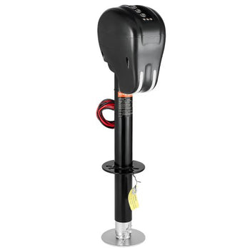 Electric Trailer Jack, 3500 lbs, Heavy Duty RV Electric Power Tongue Jack with 2 Way Connector, Memory Function, Crank Handle & Weatherproof Jack Cover, 9.5"-26.3" Lift, for Trailers & Campers