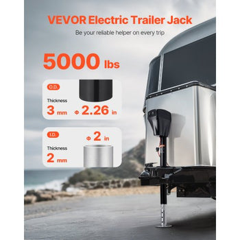 Electric Trailer Jack, 5000 lbs, Heavy Duty RV Electric Power Tongue Jack with 2 Way Connector, Manual Crank Handle & Weatherproof Jack Cover, 10"-28.3" Lift, for RVs, Trailers & Campers, Black