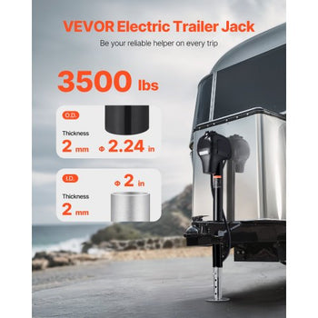 Electric Trailer Jack, 3500 lbs, Heavy Duty RV Electric Power Tongue Jack with 7-pin Connector, Manual Crank Handle & Weatherproof Jack Cover, 9.5"-27.5" Lift, for Trailers, Campers & RVs, Black