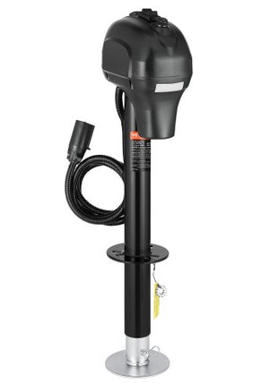 Electric Trailer Jack, 3500 lbs, Heavy Duty RV Electric Power Tongue Jack with 7-pin Connector, Manual Crank Handle & Weatherproof Jack Cover, 9.5"-27.5" Lift, for Trailers, Campers & RVs, Black