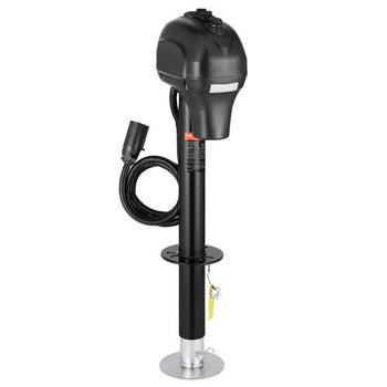 Electric Trailer Jack, 3500 lbs, Heavy Duty RV Electric Power Tongue Jack with 7-pin Connector, Manual Crank Handle & Weatherproof Jack Cover, 9.5"-27.5" Lift, for Trailers, Campers & RVs, Black