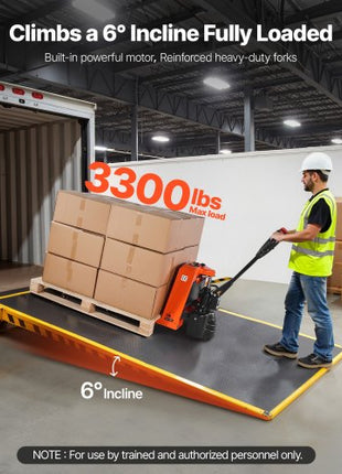 Electric Pallet Jack, 3300 lbs Load Capacity, Lithium Battery Powered Pallet Jack Truck with 48L x 27W Inch Forks for Material Handling, Suitable for Warehouse, Supermarket, Manufacturing