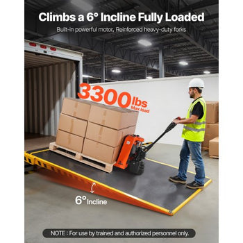 Electric Pallet Jack, 3300 lbs Load Capacity, Lithium Battery Powered Pallet Jack Truck with 48L x 27W Inch Forks for Material Handling, Suitable for Warehouse, Supermarket, Manufacturing