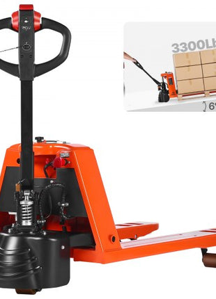 Electric Pallet Jack, 3300 lbs Load Capacity, Lithium Battery Powered Pallet Jack Truck with 48L x 27W Inch Forks for Material Handling, Suitable for Warehouse, Supermarket, Manufacturing
