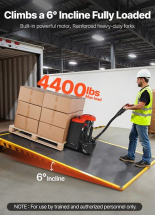 Electric Pallet Jack, 4400 lbs Load Capacity, Lithium Battery Powered Pallet Jack Truck with 48L x 27W Inch Forks for Material Handling, Suitable for Warehouse, Supermarket, Manufacturing