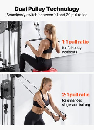LAT Pull Down Machine, 3-in-1 Row Cable Machine, Cable Machines Home Gym with 18-Level Height Adjustment, Wall-Mount Design, Load 500 lbs Lat Tower for Full-Body Workouts, Single-Arm Training