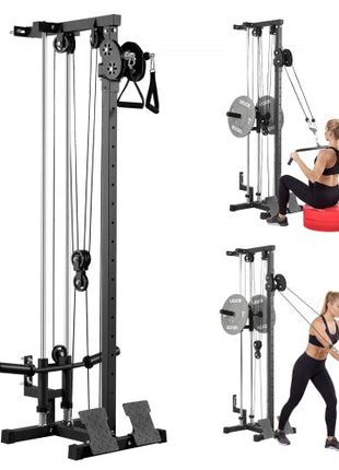 LAT Pull Down Machine, 3-in-1 Row Cable Machine, Cable Machines Home Gym with 18-Level Height Adjustment, Wall-Mount Design, Load 500 lbs Lat Tower for Full-Body Workouts, Single-Arm Training