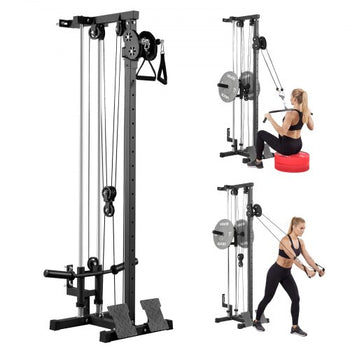 LAT Pull Down Machine, 3-in-1 Row Cable Machine, Cable Machines Home Gym with 18-Level Height Adjustment, Wall-Mount Design, Load 500 lbs Lat Tower for Full-Body Workouts, Single-Arm Training
