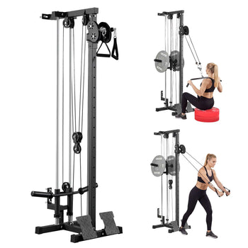 LAT Pull Down Machine, 3-in-1 Row Cable Machine, Cable Machines Home Gym with 18-Level Height Adjustment, Wall-Mount Design, Load 500 lbs Lat Tower for Full-Body Workouts, Single-Arm Training
