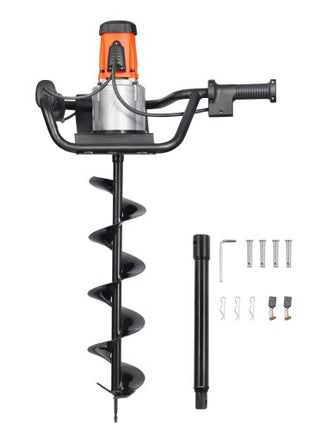 Electric Post Hole Digger, 5.71 in Auger Bit with 1500W Powerful Motor, 140 RPM Alloy Steel Earth Auger Drill Bit with 10.24 in Extension Rod, for Post Hole Digging, Drilling & Tree Planting