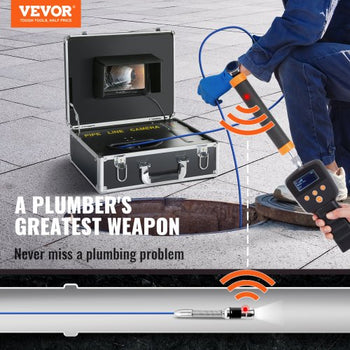 Sewer Camera with 512Hz Locator, 131 ft/40 m, 7" Pipeline Inspection Camera with DVR Function, IP68 Camera with 12 Adjustable LEDs, A 16 GB SD Card for Sewer Line, Home, Duct Drain Pipe Plumbing