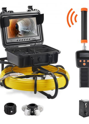 Sewer Camera with 512Hz Locator, 164 ft/50 m, 9" Pipeline Inspection Camera with DVR Function, IP68 Camera with 12 Adjustable LEDs, A 16 GB SD Card for Sewer Line, Home, Duct Drain Pipe Plumbing