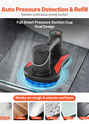 Electric Vacuum Suction Cup, 375 lbs Max Lifting Capacity, Vacuum Glass Lifter with Digital Display, Heavy Duty Tile Suction Cup Tool for Lifting Tile, Granite, Wood, Paver, Drywall, Windows