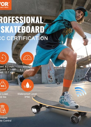 Electric Skateboard with Remote, 13.7 Mph Top Speed & 7.5 Miles Max Range Skateboard Longboard, 3 Speeds Adjustment Skateboards, Easy Carry Handle Design, Suitable for Adults & Teens Beginners