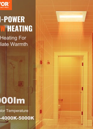Bathroom Exhaust Fan, 1500W Heating, 110 CFM High-Efficiency Ventilation, 1.5sones Low Noise Operation, Energy-Saving Bathroom Ceiling Fan, For Various Ceilings