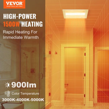 Bathroom Exhaust Fan, 1500W Heating, 110 CFM High-Efficiency Ventilation, 1.5sones Low Noise Operation, Energy-Saving Bathroom Ceiling Fan, For Various Ceilings