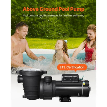 Above Ground Pool Pump, 2HP/0.44HP, Dual Speed Swimming Pool Pump, High 118 GPM 56 ft Lift, Low 57 GPM 14 ft Lift, 110V 3450 RPM with Strainer Basket, 122°F Max Water Temp, for Hot Tubs Spas