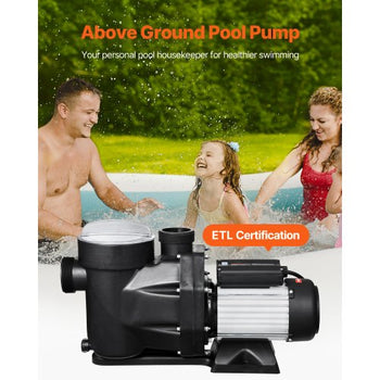 Above Ground Pool Pump, 1.5HP, 122 GPM Max Flow Single Speed Swimming Pool Pump, 220V 3450 RPM 55 ft Max Head Lift with PP Shell Strainer Basket, 122°F Max Water Temp, for Hot Tubs Spas, No Plug