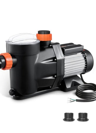 Above Ground Pool Pump, 1.5HP, 122 GPM Max Flow Single Speed Swimming Pool Pump, 220V 3450 RPM 55 ft Max Head Lift with PP Shell Strainer Basket, 122°F Max Water Temp, for Hot Tubs Spas, No Plug