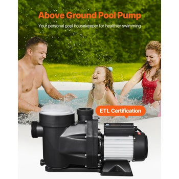 Above Ground Pool Pump, 2 HP, 135 GPM Max Flow Single Speed Swimming Pool Pump, 220V 3450 RPM 61 ft Max Head Lift with PP Shell Strainer Basket, 122°F Max Water Temp, for Hot Tubs Spas, No Plug