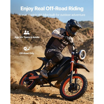 Electric Dirt Bike for Teens Adults, 2000W Motor, 31 MPH Speed, 31 Miles Max Range, 48V 22.5Ah Battery, Off-Road Motorcycle with Light, Display, Dual Suspension & Hydraulic Brakes for Age 14+