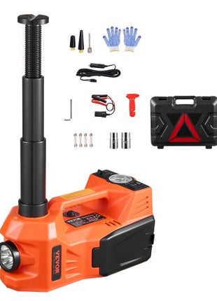 Electric Car Jack, 5 Tons /11000 lbs, Electric Scissor Jack with Built-In Inflator, 12V Adjustable Tire Change Replacement with Secure Hammer & LED Light, Portable Jack kit for Sedan, SUV, Truck