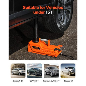 Electric Car Jack, 15 Tons /33000 lbs, Adjustable Electric Scissor Jack with High Load Capacity, 12V Dual-Powered Tire Change Replacement with LED Light, Portable Jack kit for Sedan, SUV, Truck