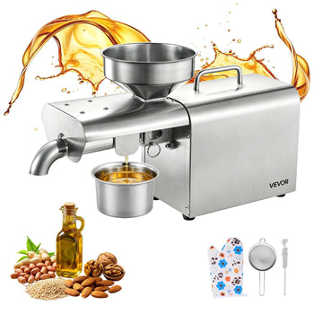 Oil Press Machine, 8.27 LBS/H Capacity, 750W Oil Extractor Machine, Automatic Electric Oil Maker for Home Commercial Use, 122℉–572℉ Hot Pressing for Peanuts Sesames Soybeans Almonds