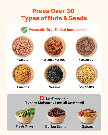 Oil Press Machine, 11 LBS/H Capacity, 1250W Oil Extractor Machine, Automatic Electric Oil Maker for Home Commercial Use, 122℉–572℉ Hot & Cold Pressing for Peanuts Sesames Soybeans Almonds