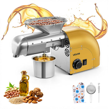 Oil Press Machine, 11 LBS/H Capacity, 1250W Oil Extractor Machine, Automatic Electric Oil Maker for Home Commercial Use, 122℉–572℉ Hot & Cold Pressing for Peanuts Sesames Soybeans Almonds