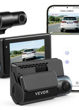 Dash Cam Front and Rear, 4K+1080P, WiFi APP Control, Dual Channel Dash Camera for Cars with Built-in GPS, G-Sensor, Front 123° & Rear 125°, 3" Large Screen, Loop Recording, and Parking Mode