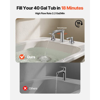 Roman Tub Faucet, 3 Hole Waterfall Bathtub Faucet, Zinc Alloy Bath Tubs Faucets Set with 2 Handles, Deck Mount Bath Tub Faucets Set for Pet Washing, Adult Bathing, Silver, Hot & Cold Control