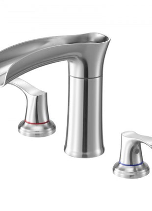 Roman Tub Faucet, 3 Hole Waterfall Bathtub Faucet, Zinc Alloy Bath Tubs Faucets Set with 2 Handles, Deck Mount Bath Tub Faucets Set for Pet Washing, Adult Bathing, Silver, Hot & Cold Control